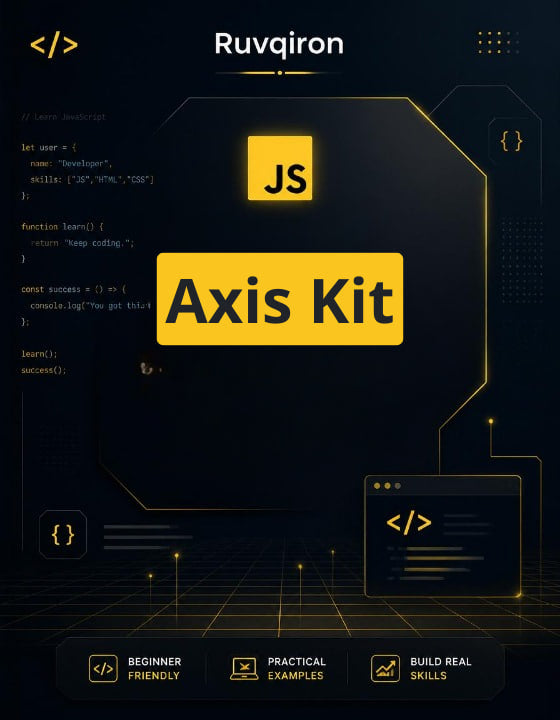 Promotional graphic for Ruvqiron Axis Kit with code elements and branding on a dark background