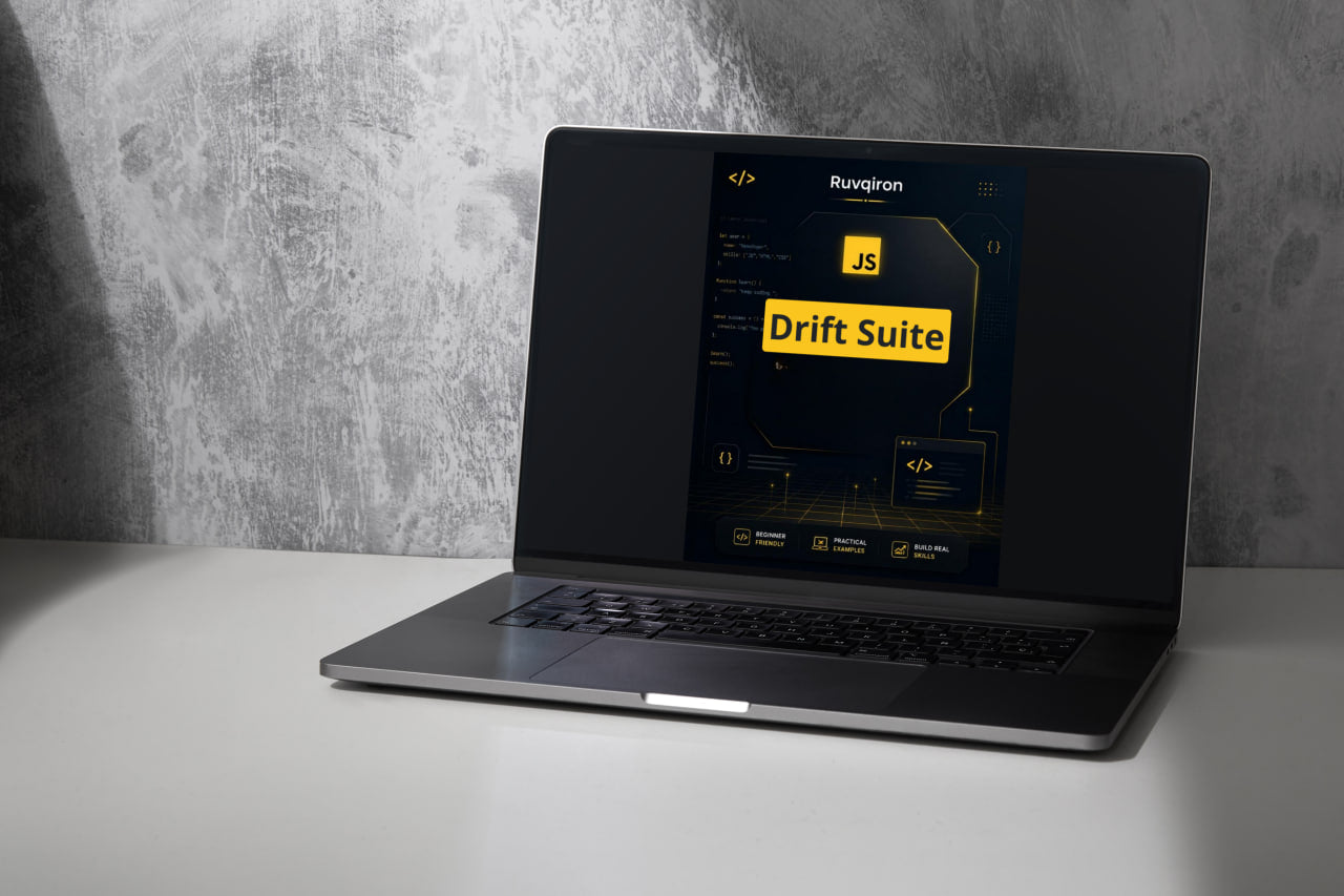 Laptop displaying a software interface with 'Echo Suite' on a gray surface and background