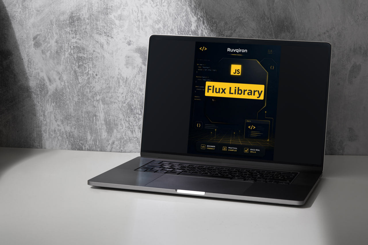 Laptop displaying a software interface with 'Ruxtron' branding on a gray surface.