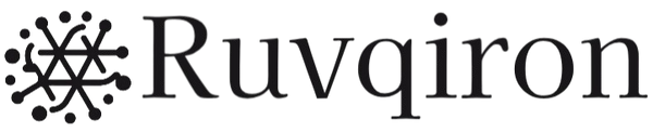 Ruvqiron logo with stylized design element