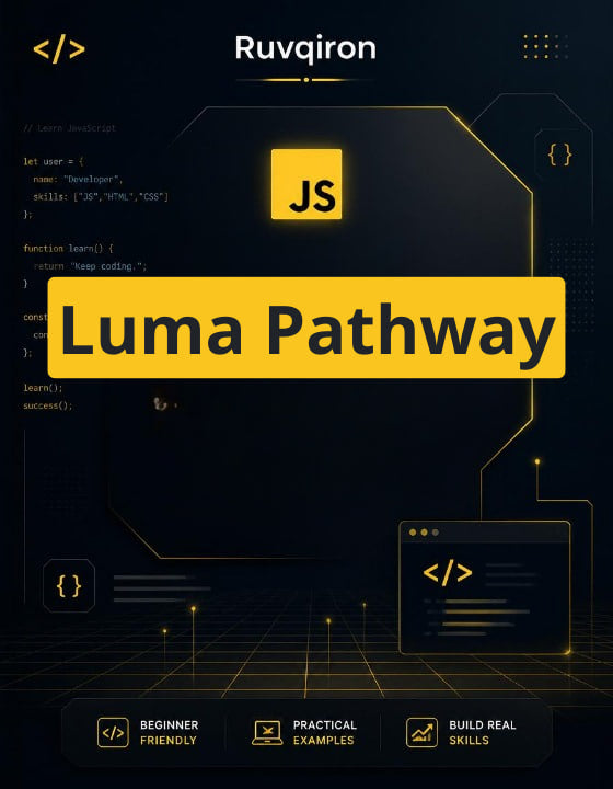 Promotional graphic for Ruvqiron Luma Pathway with code elements and branding.